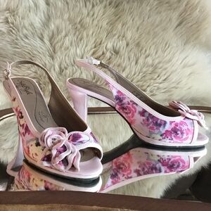 Gorgeous Pink Floral Slingback Heels